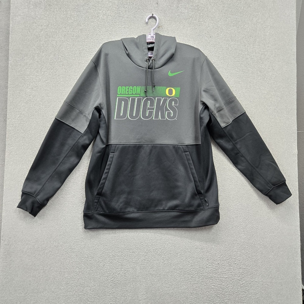 Oregon Ducks Men Hoodie XL Gray Nike Colorblock Dri Fit Swoosh Logo Fleece